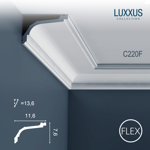 Гибкий потолочный плинтус из полиуретана C220F Orac Decor коллекция Luxxus
