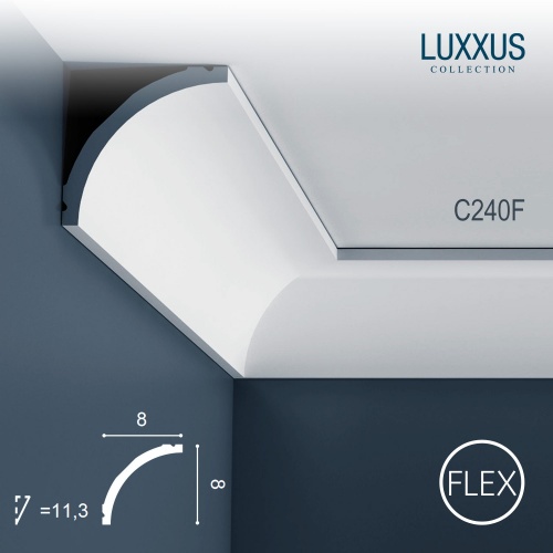 Гибкий потолочный плинтус из полиуретана C240F Orac Decor коллекция Luxxus