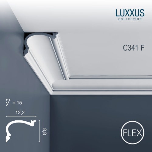 Гибкий потолочный плинтус из полиуретана C341F Orac Decor коллекция Luxxus