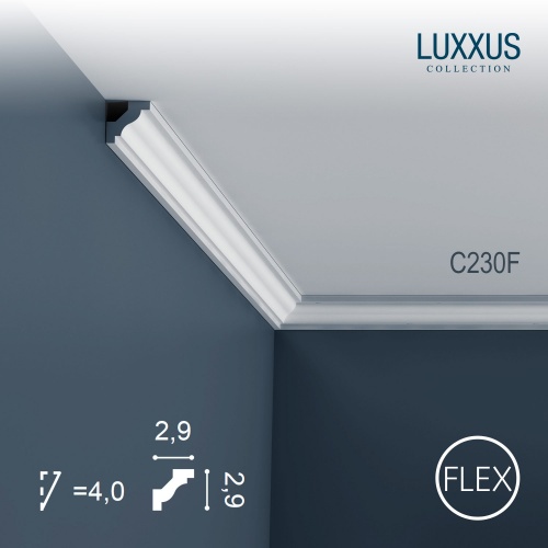 Гибкий потолочный плинтус из полиуретана C230F Orac Decor коллекция Luxxus